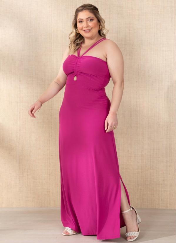 Quintess - Vestido Magenta com Drapeado no Busto 5