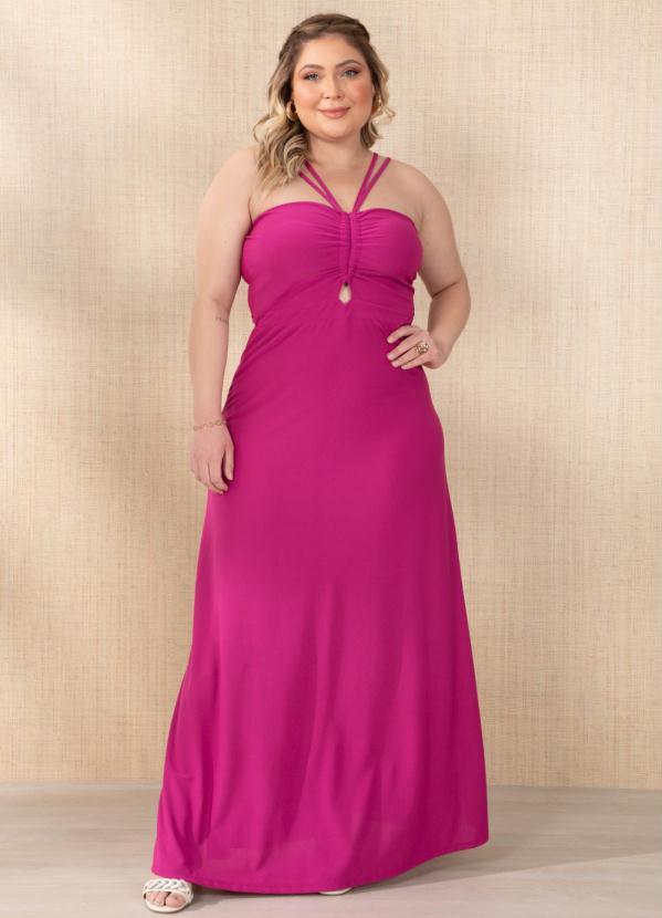 Quintess - Vestido Magenta com Drapeado no Busto 6