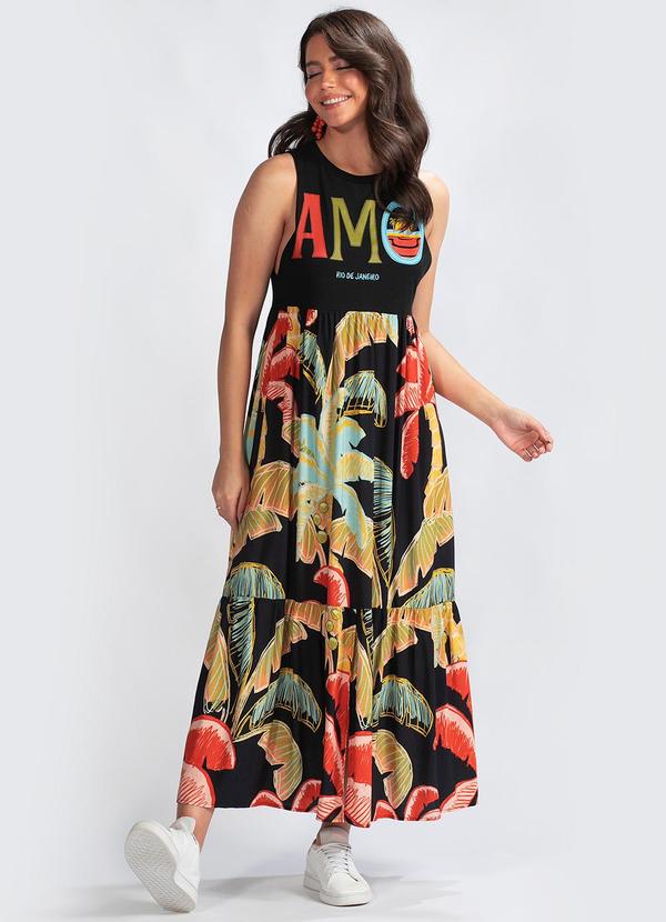 Farm - Vestido Malha Amo Rio de Janeiro Preto