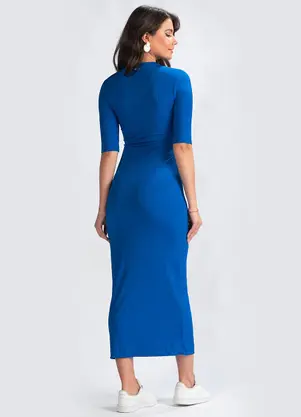 Colcci - Vestido Malha Canelada Azul - COLCCI