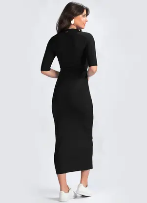 Colcci - Vestido Malha Canelada Preto - COLCCI