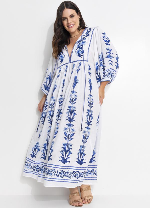 Farm - Vestido Manga Longa Antonia Azul