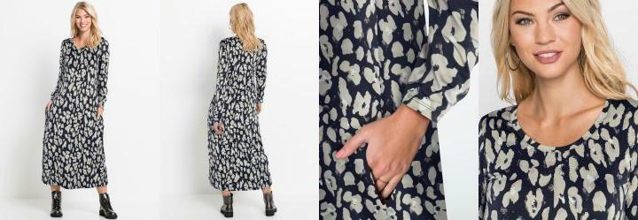 Vestido Manga Longa com Bolsos Estampado/Ona