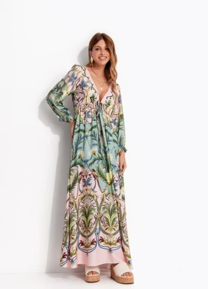 Farm - Vestido Manga Longa Florescer Rosa - FARM