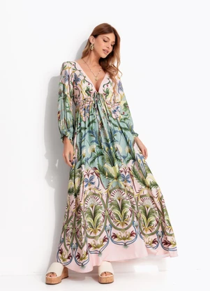 Farm - Vestido Manga Longa Florescer Rosa - FARM