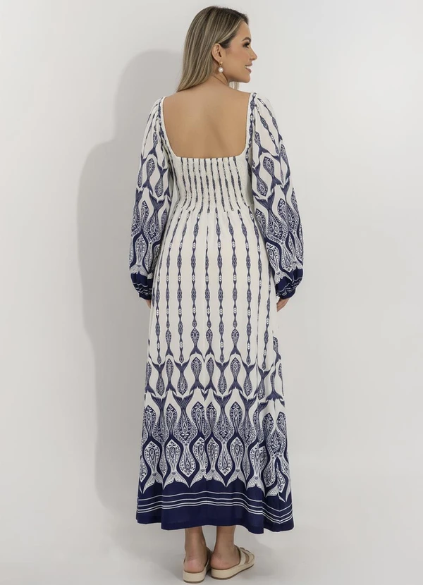 Farm - Vestido Manga Peixe Correnteza Azul 8