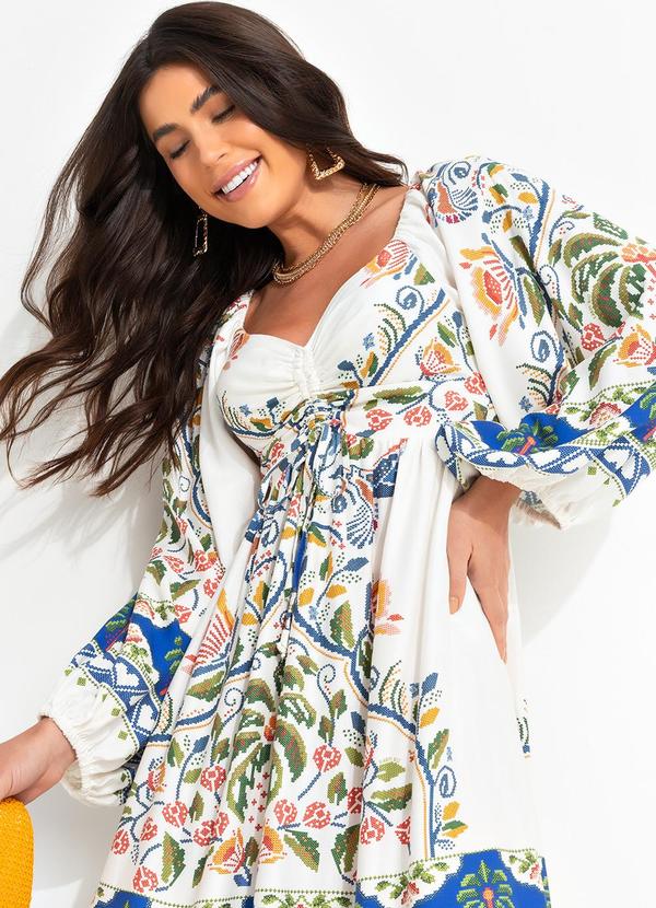 Farm - Vestido Manga Sonho Guarana Off White 5