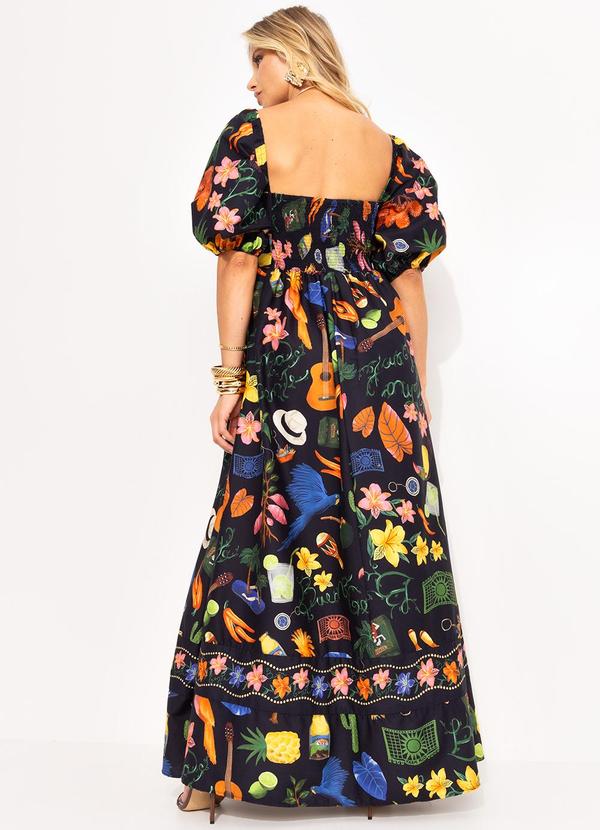 Farm - Vestido Mangas Buena Gente Preto 2