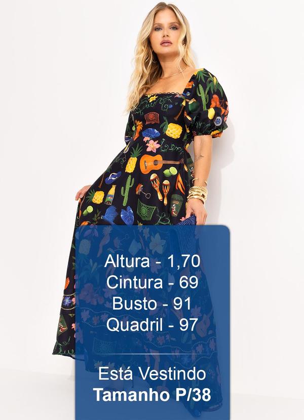 Farm - Vestido Mangas Buena Gente Preto 6