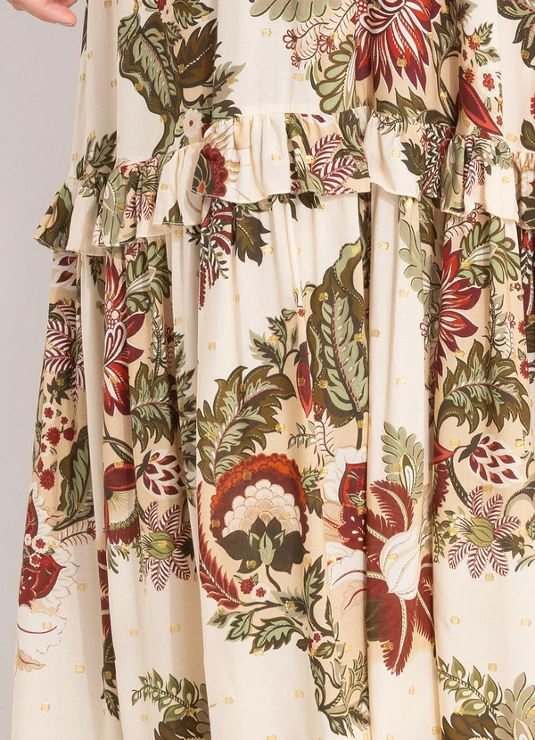 Farm - Vestido Mangas Floral Raiana Bege 8