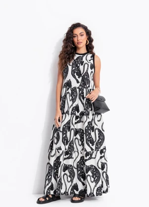 Farm - Vestido Marias Amor de Pantera Off White - FARM