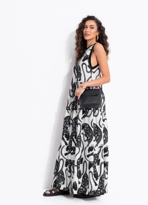 Farm - Vestido Marias Amor de Pantera Off White - FARM