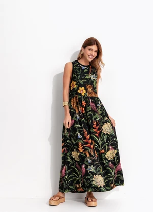 Farm - Vestido Marias Fauna Noturna Preto - FARM