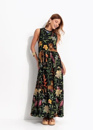 Farm - Vestido Marias Fauna Noturna Preto - FARM
