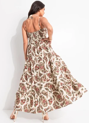 Farm - Vestido Marias Floral Raiana Bege - FARM