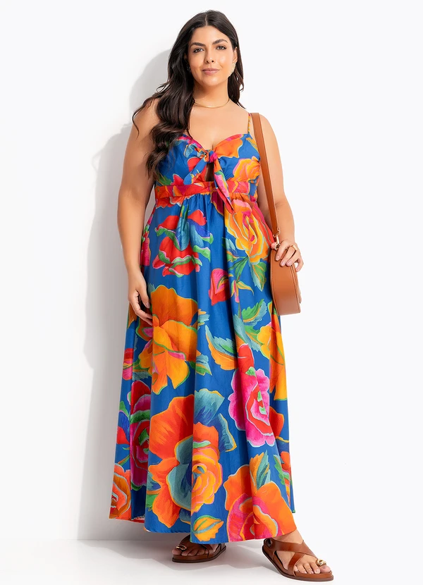 Farm - Vestido Marias Rosas Pintadas Azul 10