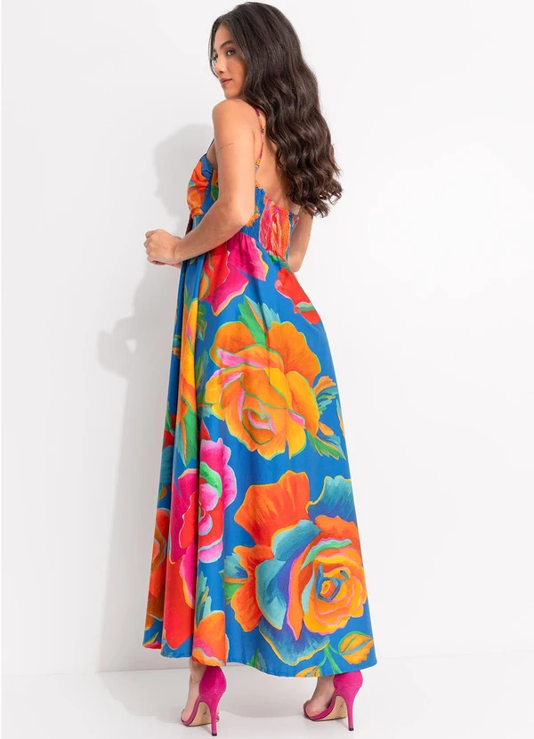 Farm - Vestido Marias Rosas Pintadas Azul 2