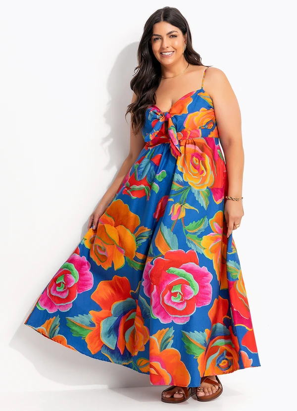 Farm - Vestido Marias Rosas Pintadas Azul 7