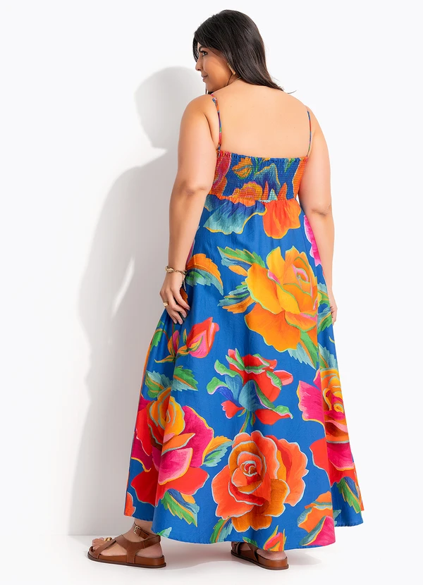 Farm - Vestido Marias Rosas Pintadas Azul 8