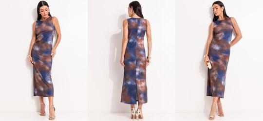 Vestido Marmorizado em Malha Fria
