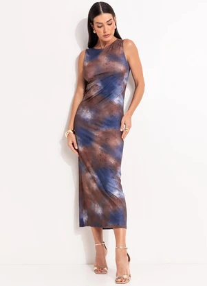 Quintess - Vestido Marmorizado em Malha Fria - QUINTESS