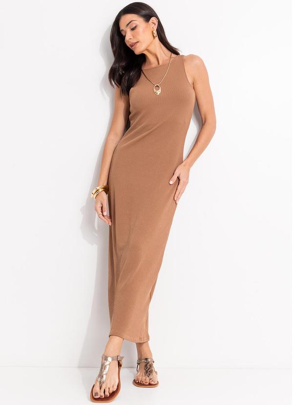 Vestido (Marrom) em Malha Anarruga