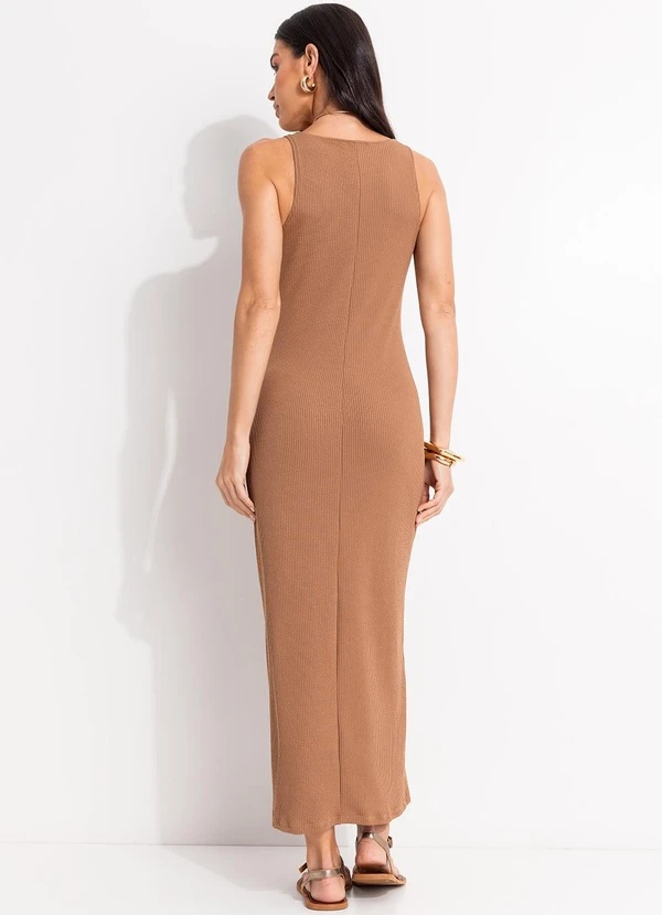 Quintess - Vestido Marrom em Malha Anarruga 2