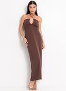 Vestido Marrom em Malha Anarruga