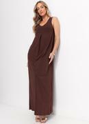 Vestido Marrom em Malha de Algodo