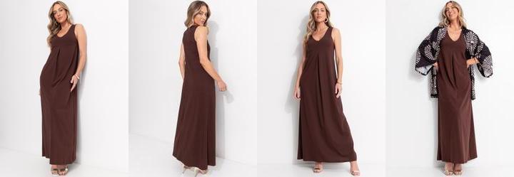 Vestido Marrom em Malha de Algodo