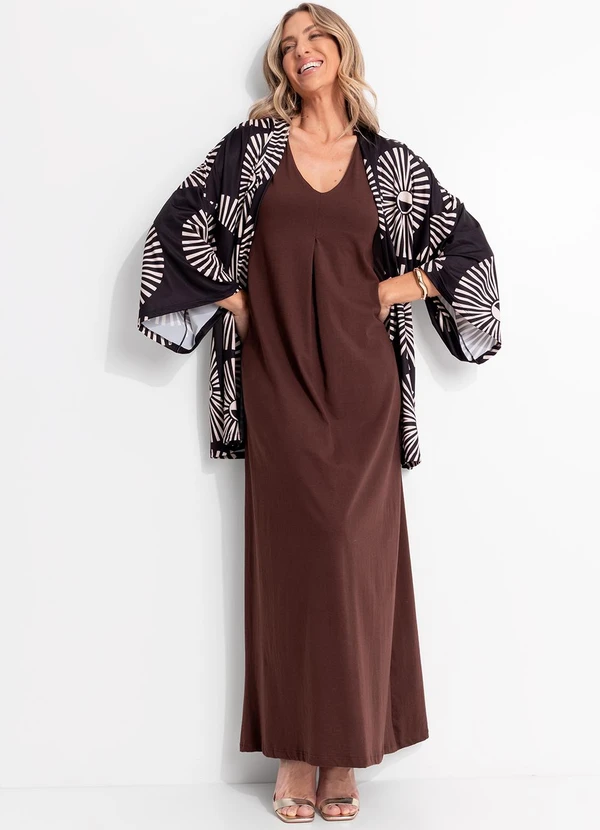 Quintess - Vestido Marrom em Malha de Algodão 5