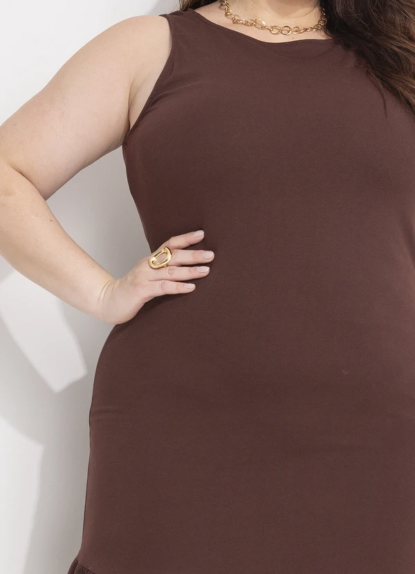 Quintess - Vestido Marrom em Malha de Algodão 10