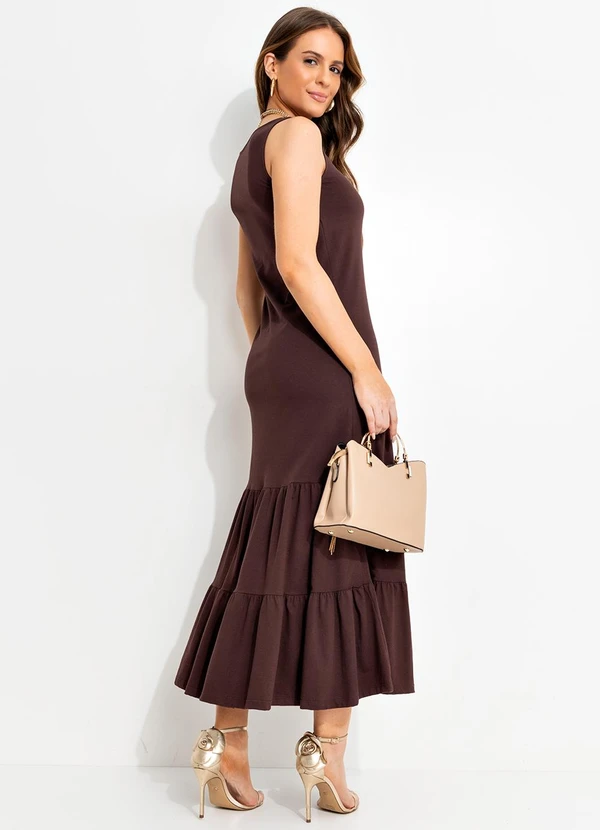 Quintess - Vestido Marrom em Malha de Algodão 2