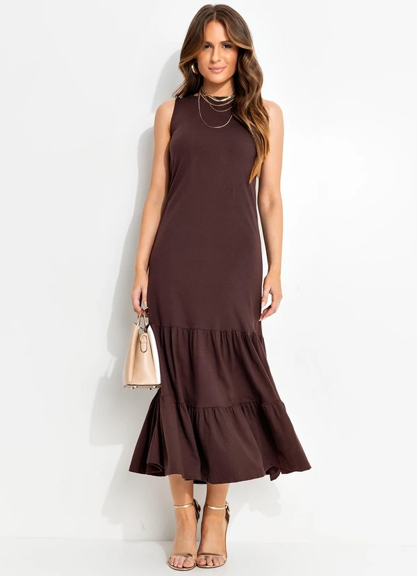 Quintess - Vestido Marrom em Malha de Algodão 3