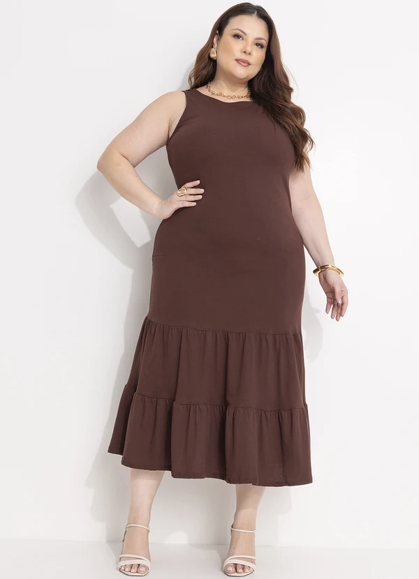 Quintess - Vestido Marrom em Malha de Algodão 7