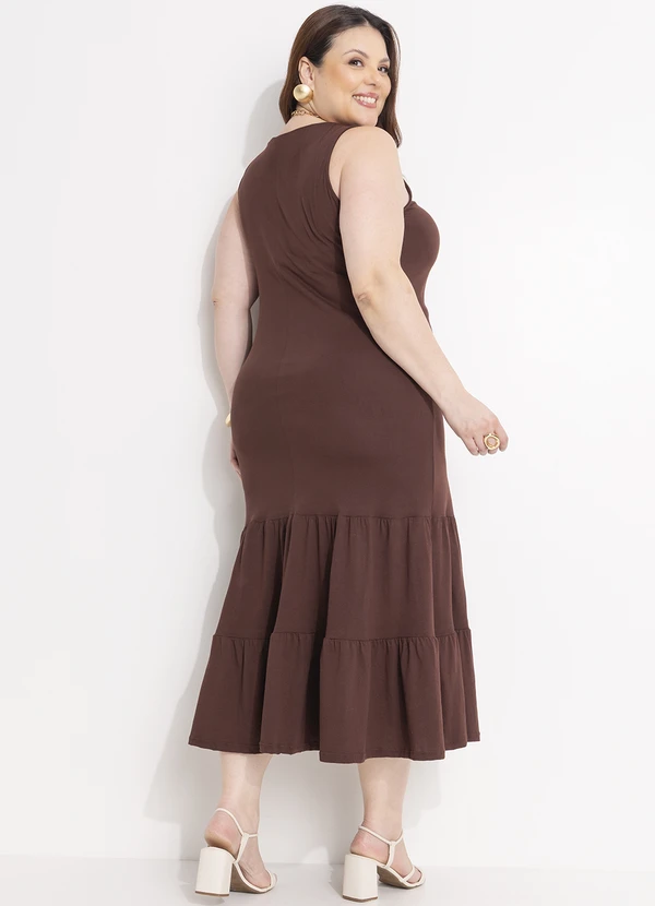 Quintess - Vestido Marrom em Malha de Algodão 8