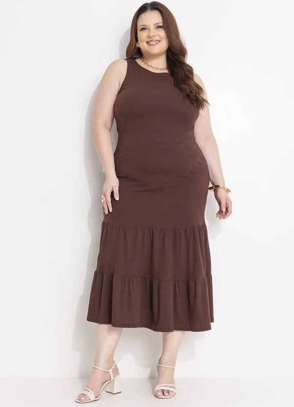 Quintess - Vestido Marrom em Malha de Algodão 9