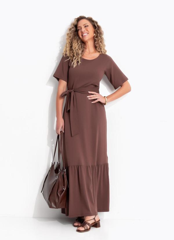 Vestido (Marrom) em Malha de Algod�o