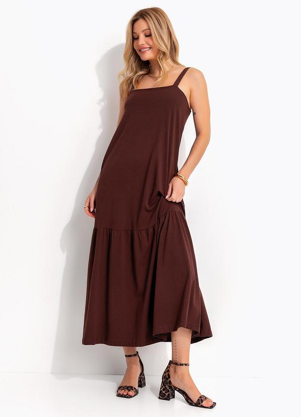 Vestido (Marrom) em Malha de Algod�o