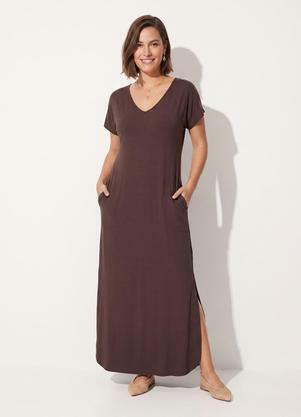 Vestido (Marrom) em Malha de Viscose