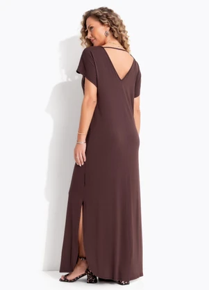 Quintess - Vestido Marrom em Malha de Viscose - QUINTESS
