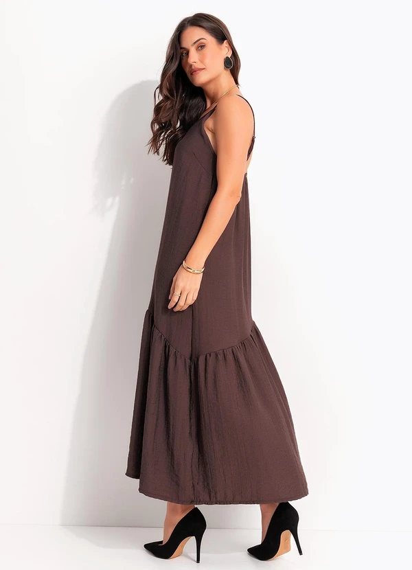 Quintess - Vestido Marrom Viscose Plana Sarjada 3
