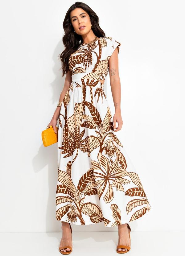 Farm - Vestido Midi Amazônia Off White