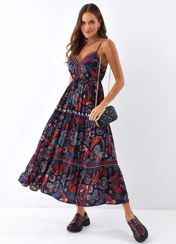 Farm - Vestido Midi Brilho Tropical