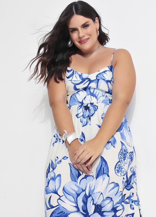 Farm - Vestido Midi Chita Porcelana Azul 11