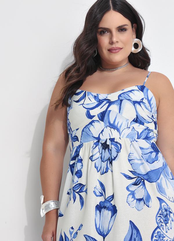 Farm - Vestido Midi Chita Porcelana Azul 13