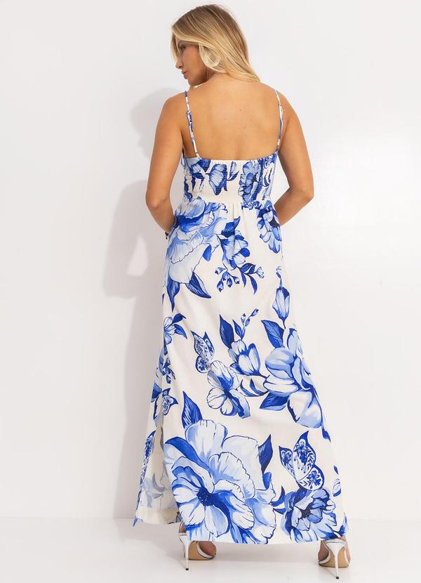 Farm - Vestido Midi Chita Porcelana Azul 2