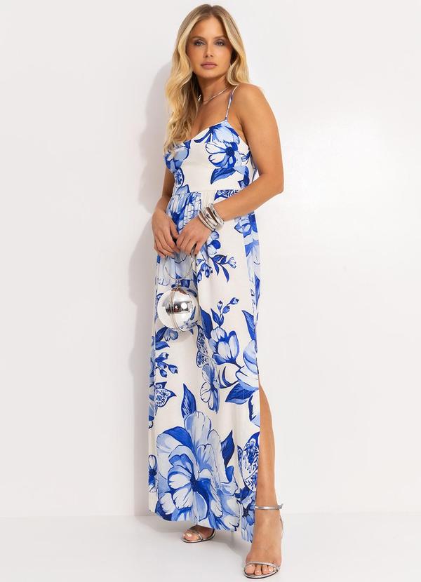 Farm - Vestido Midi Chita Porcelana Azul 3