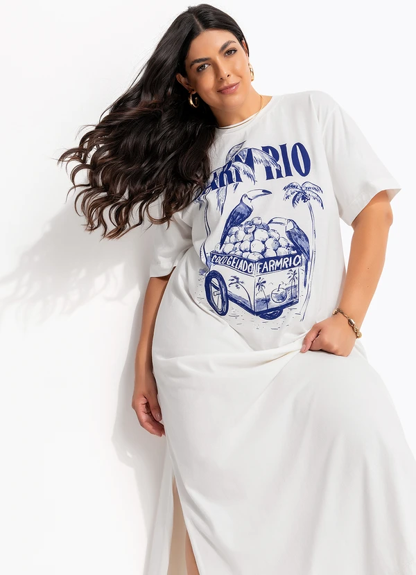 Farm - Vestido Midi Coco Gelado Off White 13