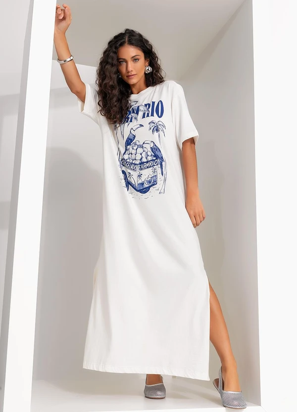 Farm - Vestido Midi Coco Gelado Off White 5